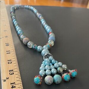 Vintage Elegance: Blue & Blue-ish Tones Beaded Necklace